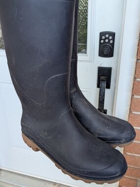 Kamik Miranda - Navy Rubber Rain Boots with Brown Tread
